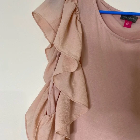 Vince Camuto Ruffle Side Sleeveless Top - Dusty Pink Size M A031121 - Picture 4 of 7